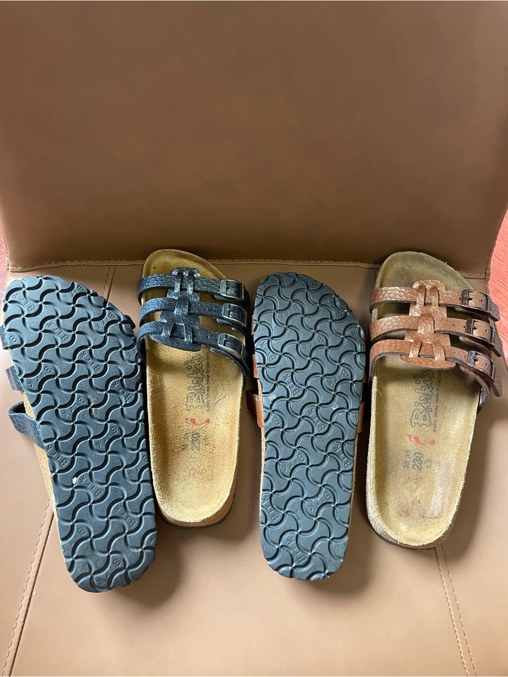 Birkenstock Double-Strap Sandals in Black and Brown